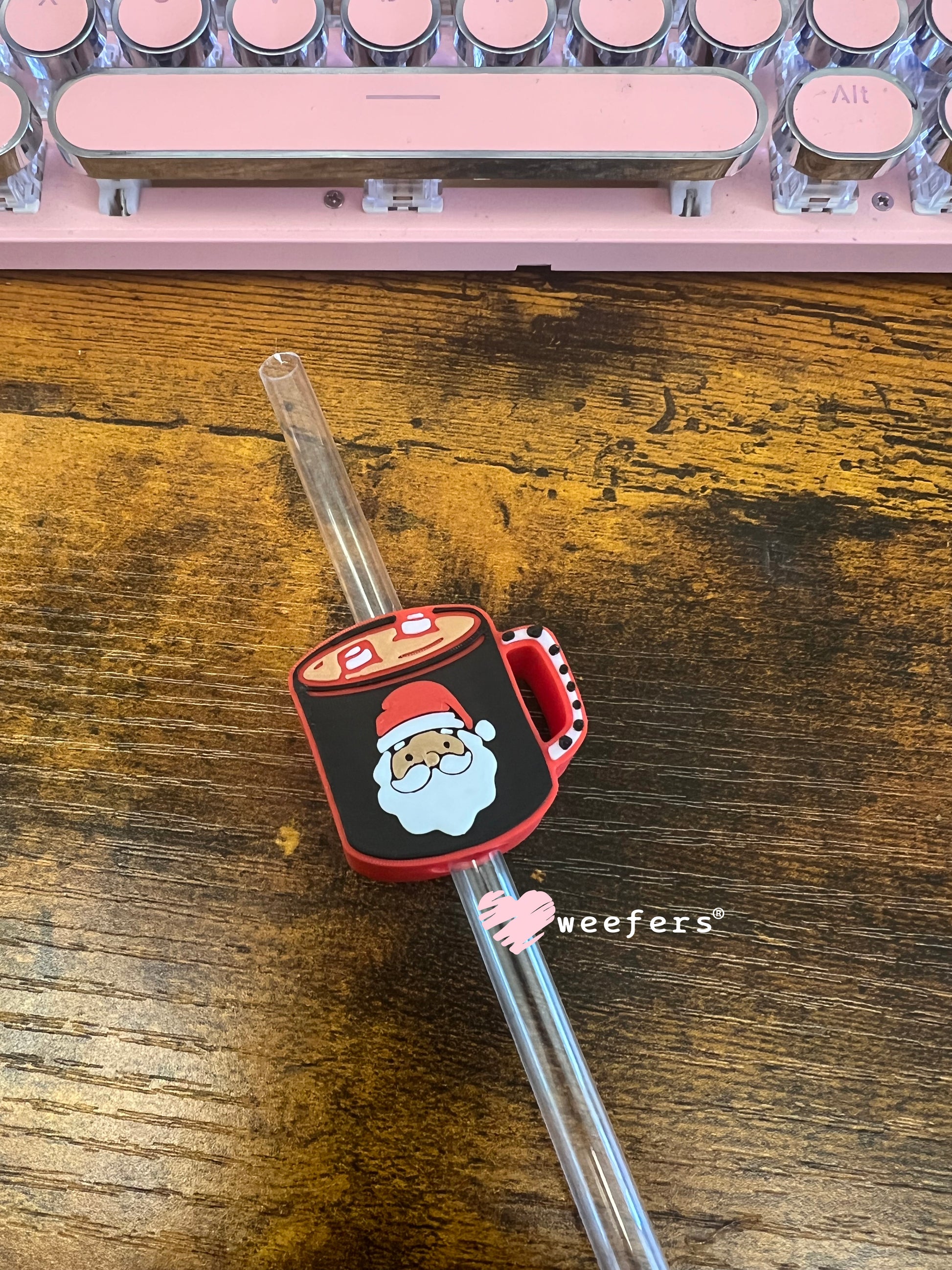 Red Christmas Hot Chocolate Santa Straw Topper Buddy Weefers