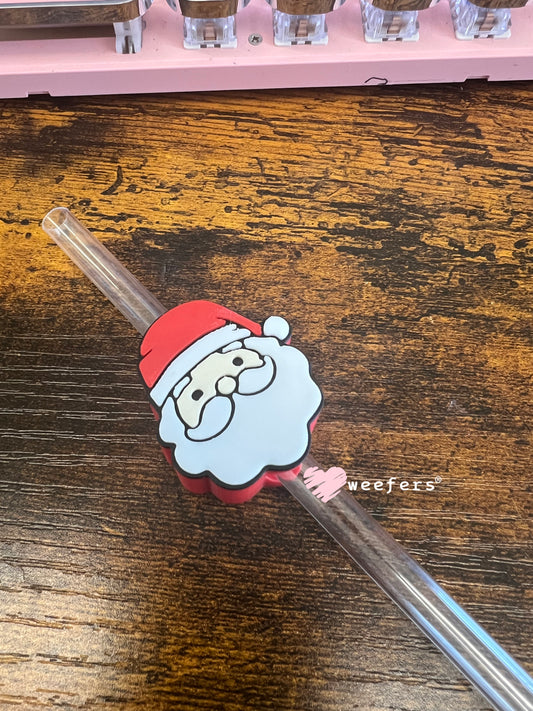 Red Santa Face Straw Topper Buddy Weefers