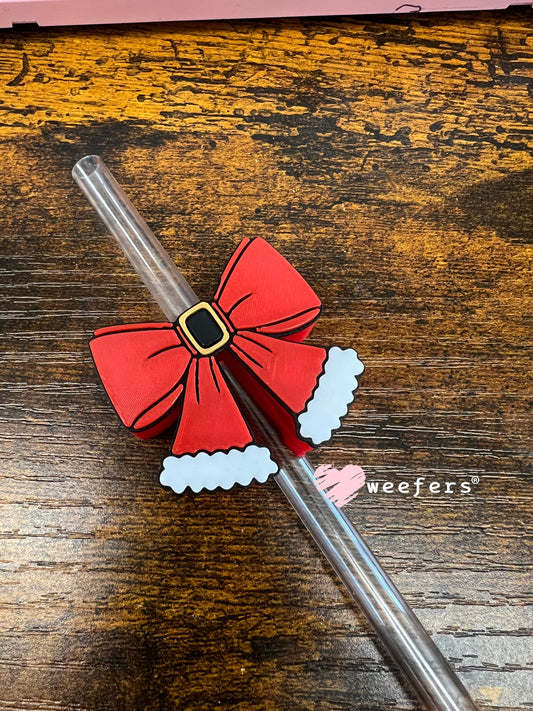 Red Santa Bow Ver. 2 Straw Topper Buddy Weefers