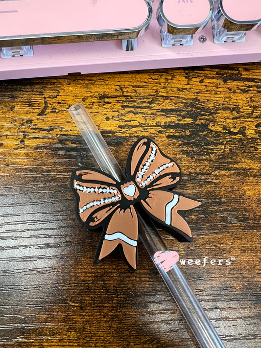 Football Bow Straw Topper Buddy Weefers