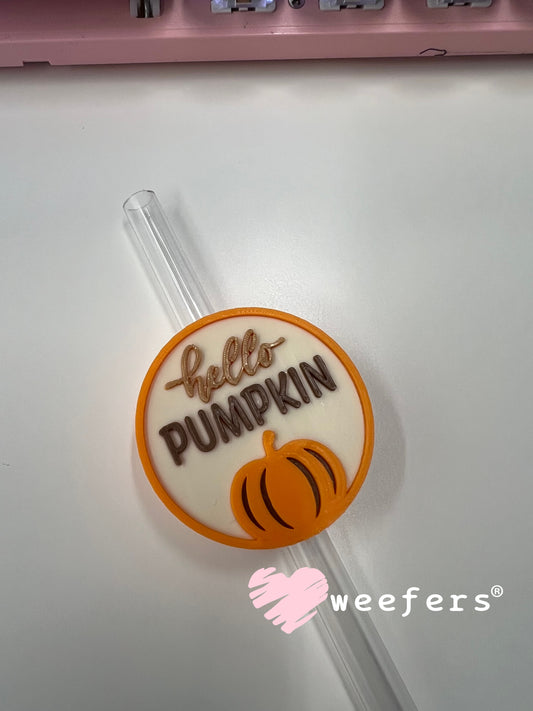 Hello Pumpkin Straw Topper Buddy Weefers