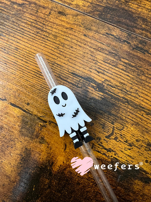 Cute Frankenstein Ghosty Straw Topper Buddy Weefers