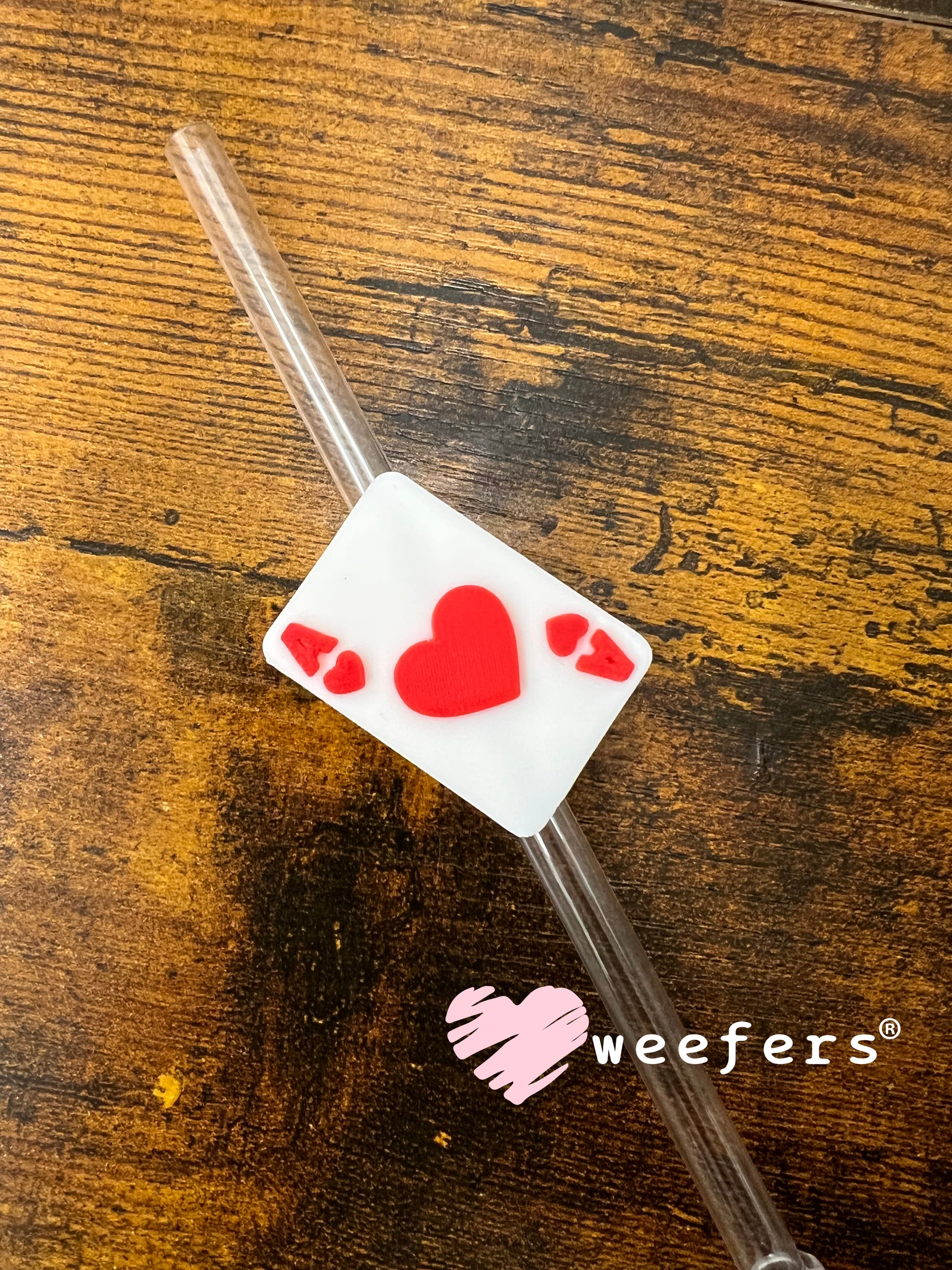 Red Ace of Hearts Card Straw Topper Buddy Weefers