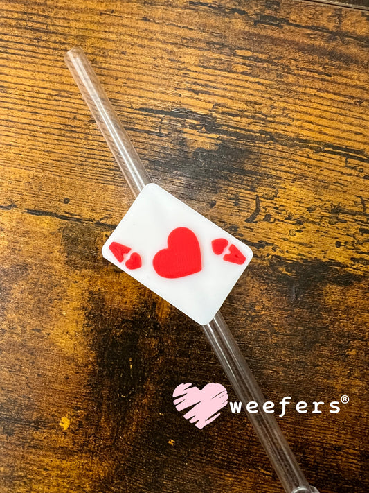 Red Ace of Hearts Card Straw Topper Buddy Weefers