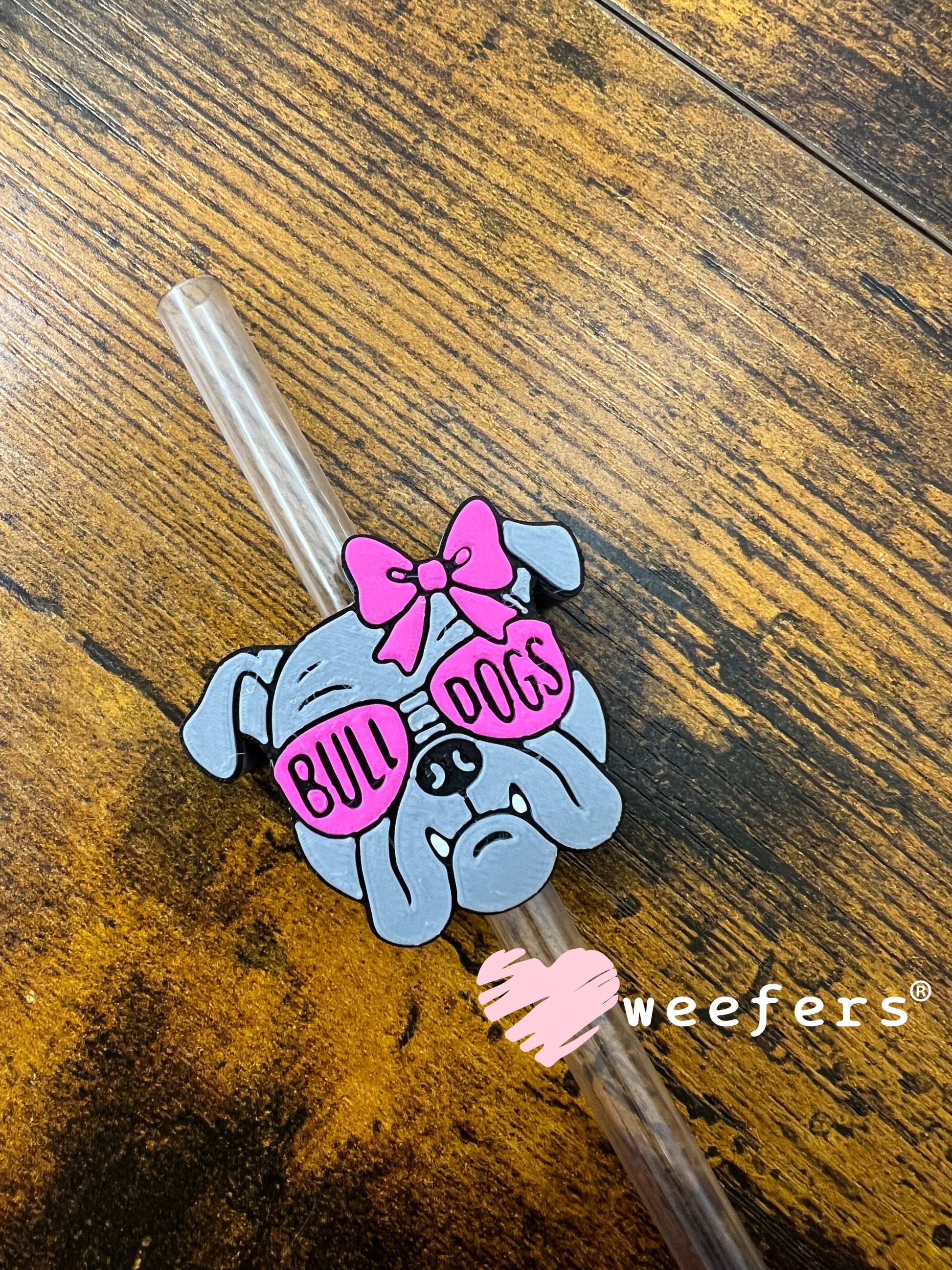 Bull Dogs Magenta Straw Topper Buddy Weefers