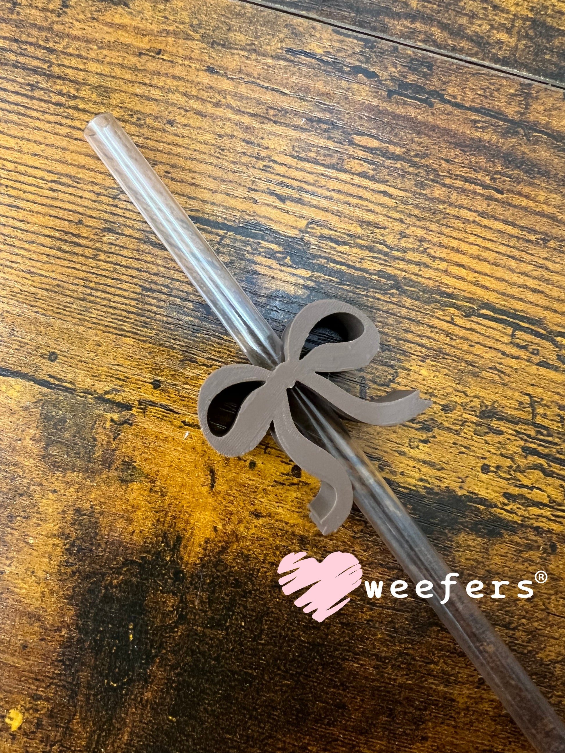 Dainty Bow Large Straw Toppers - fits 10mm Brown - Large Weefers