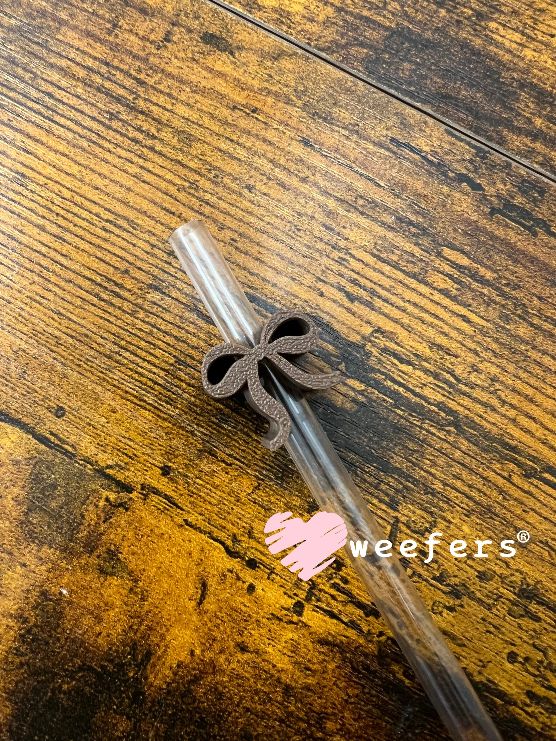Itty Bitty Bow Straw Toppers - Pack of 5 Brown - Pack of 5 Weefers