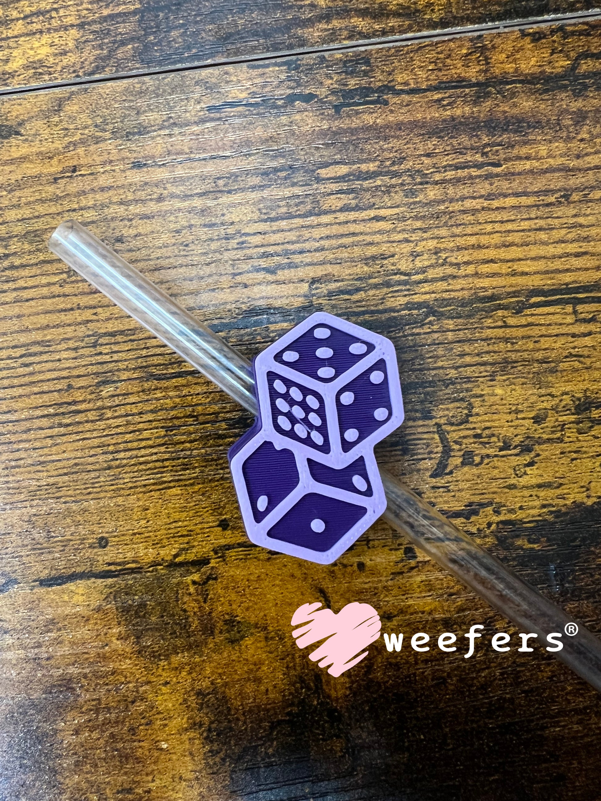 Purple Dice Straw Topper Buddy Weefers