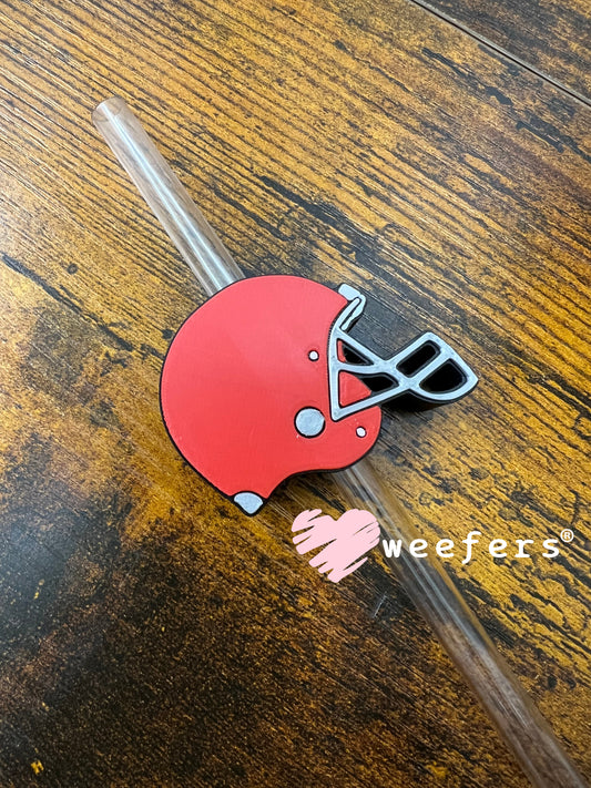 Red Football Helmet Straw Topper Buddy Weefers