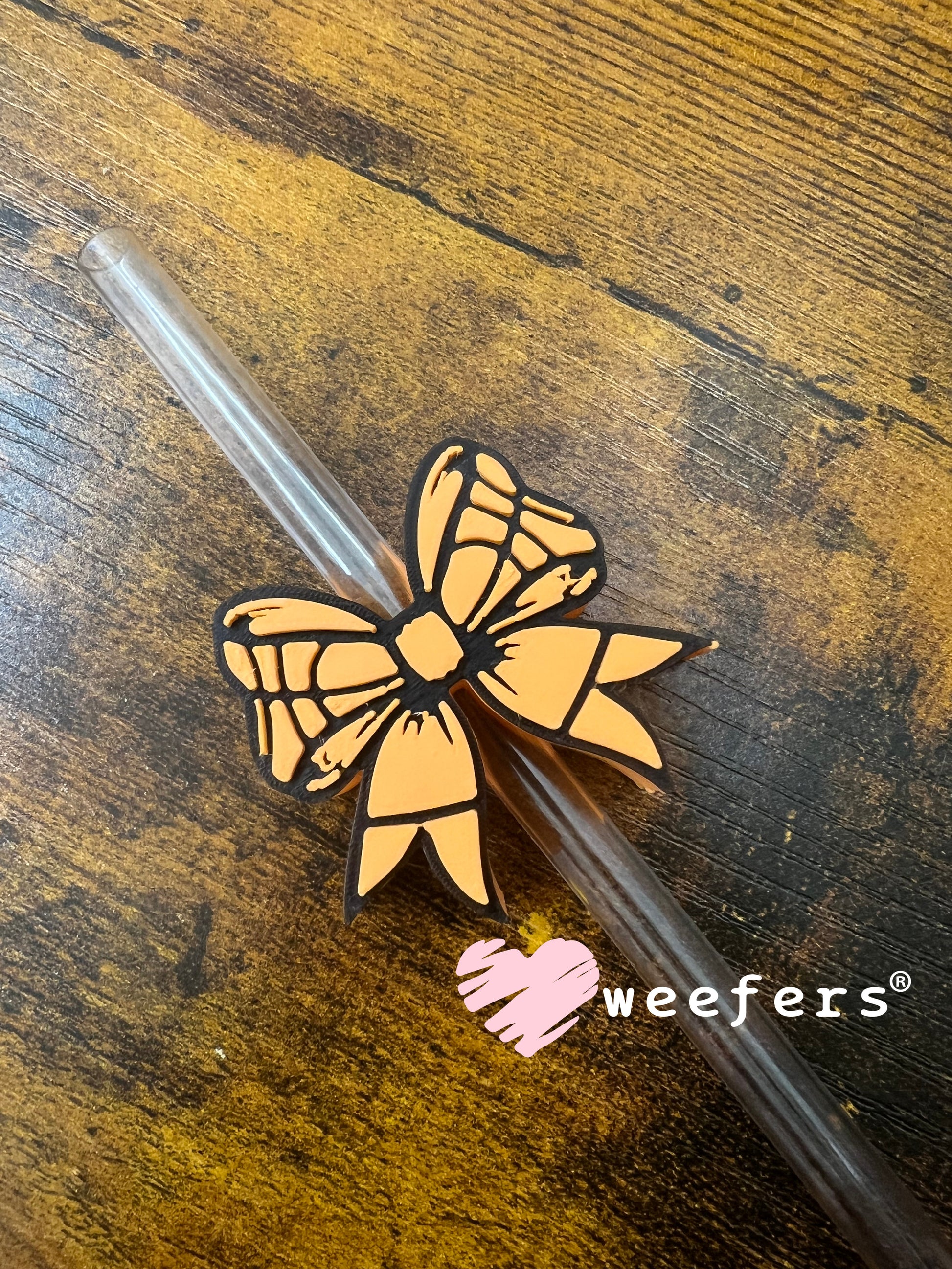 Basketball Bow Straw Topper Buddy Weefers