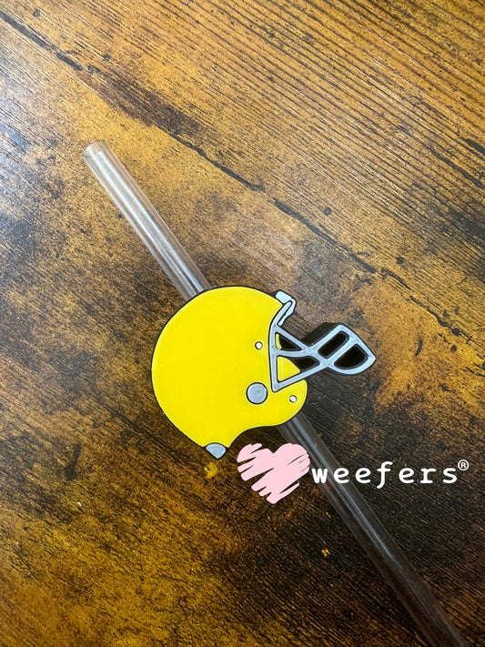 Yellow Football Helmet Straw Topper Buddy Weefers