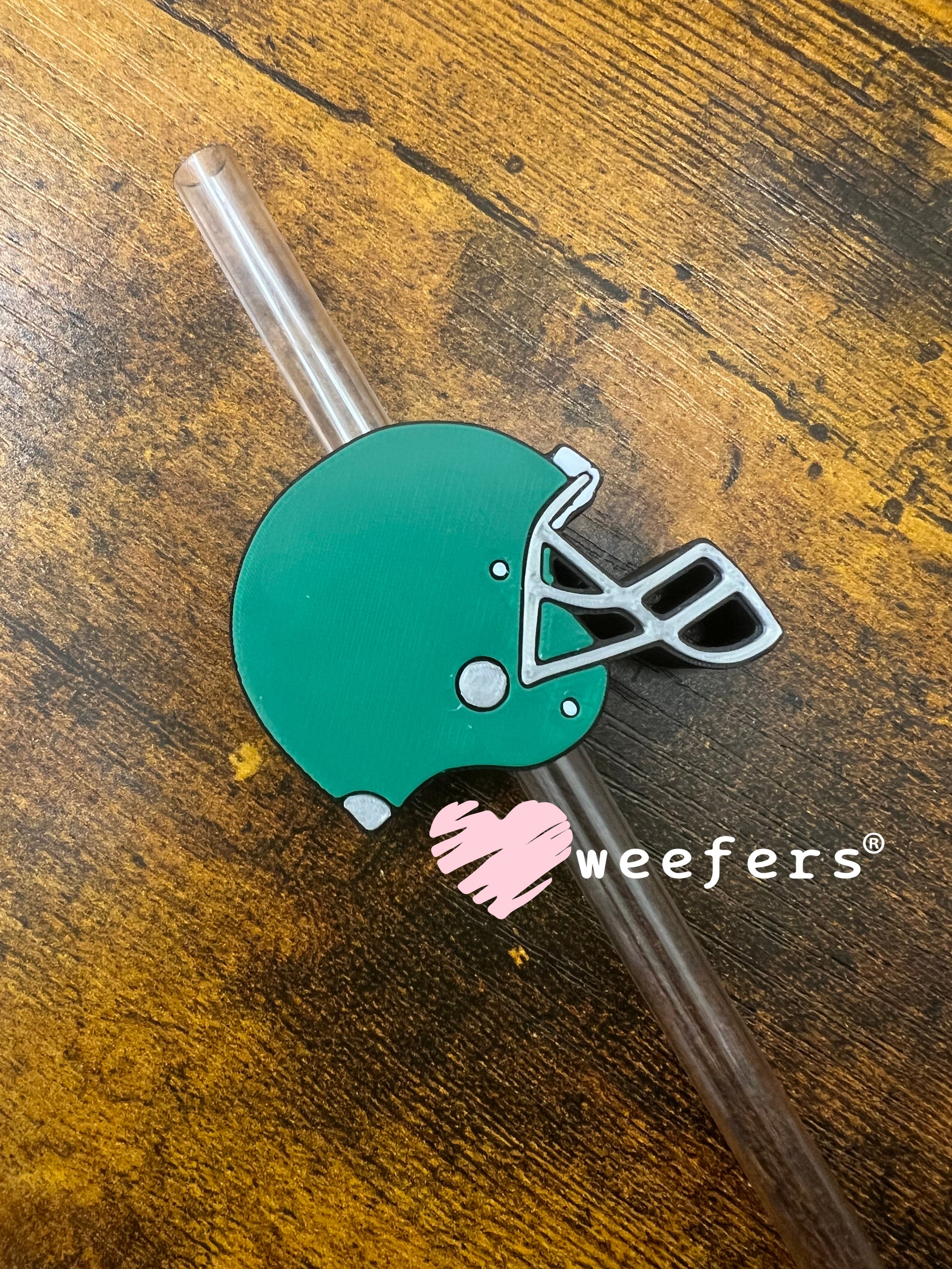 Green Football Helmet Straw Topper Buddy Weefers