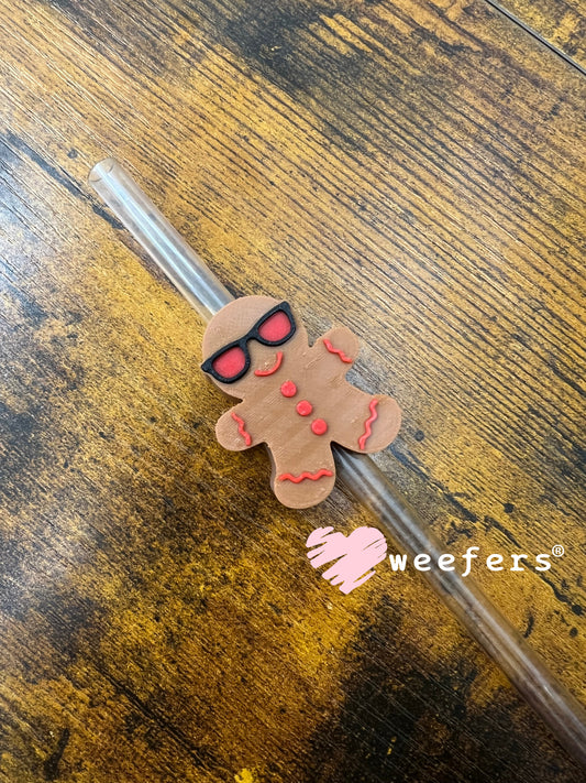 Sunglasses Red and Brown Gingerbread Straw Topper Buddy Weefers