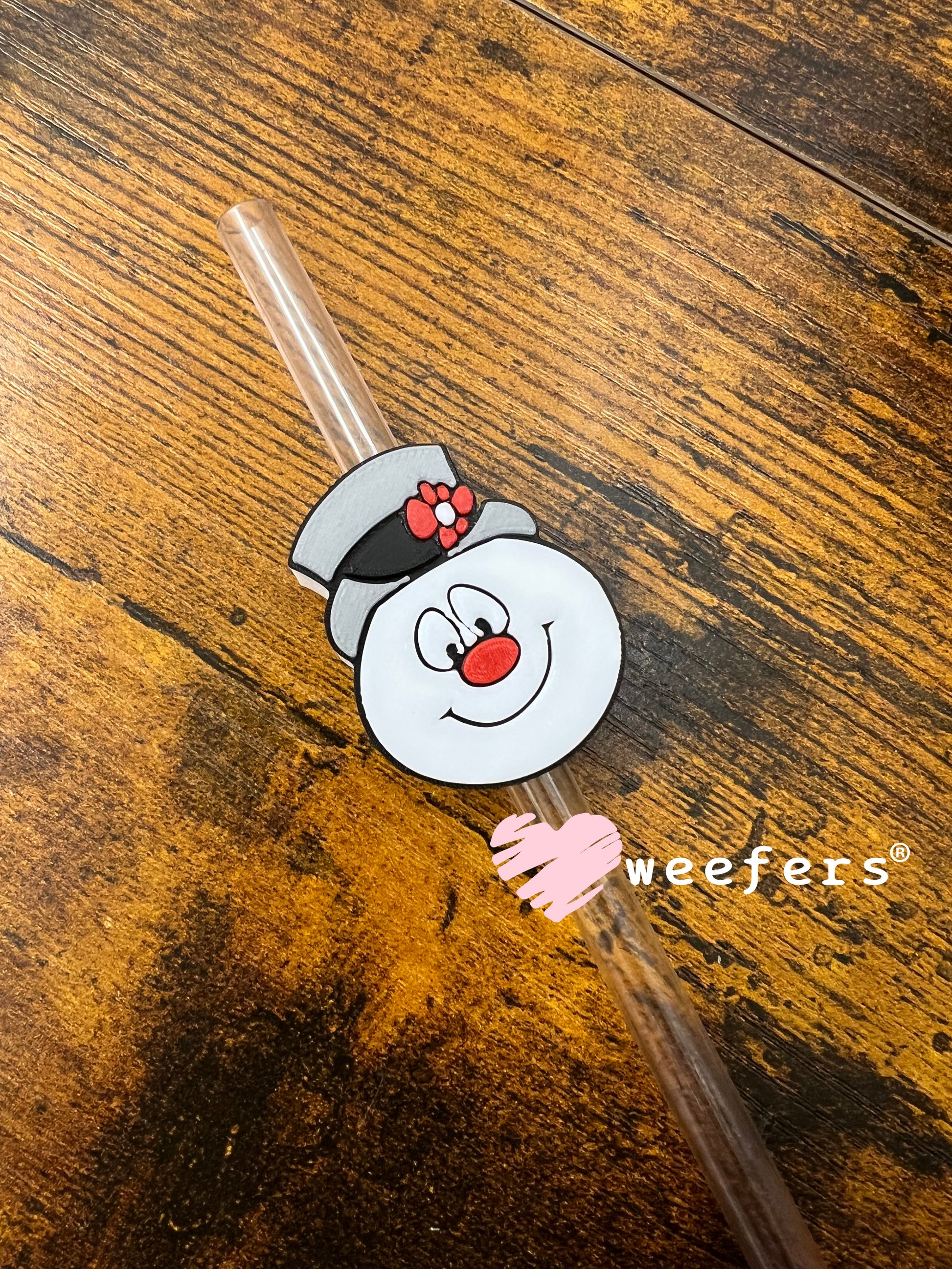 Jolly Snowman Straw Topper Buddy Weefers