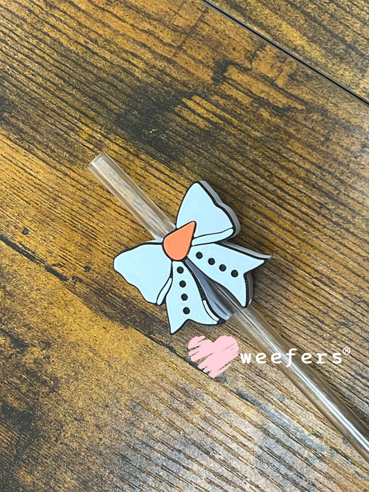 Snowman Bow Straw Topper Buddy Weefers