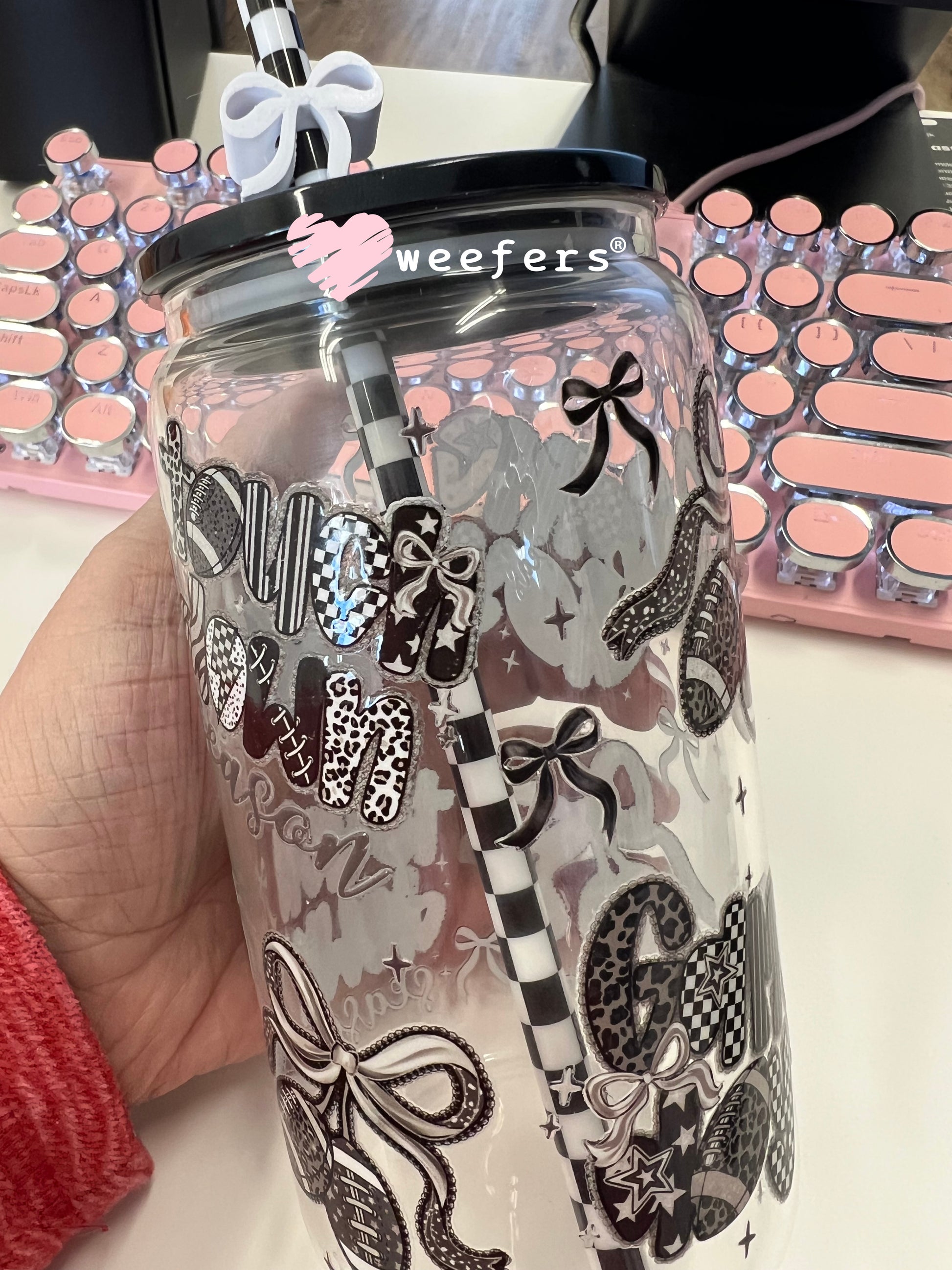 Game Day Black Lace UV DTF Cup Wrap - Weefers Exclusive Weefers