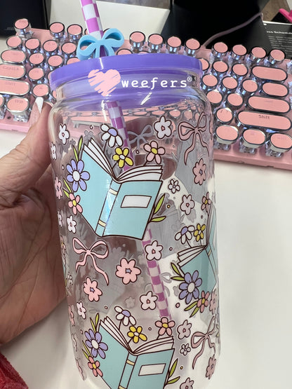 Blue Books and Dainty Flowers UV DTF Cup Wrap Weefers