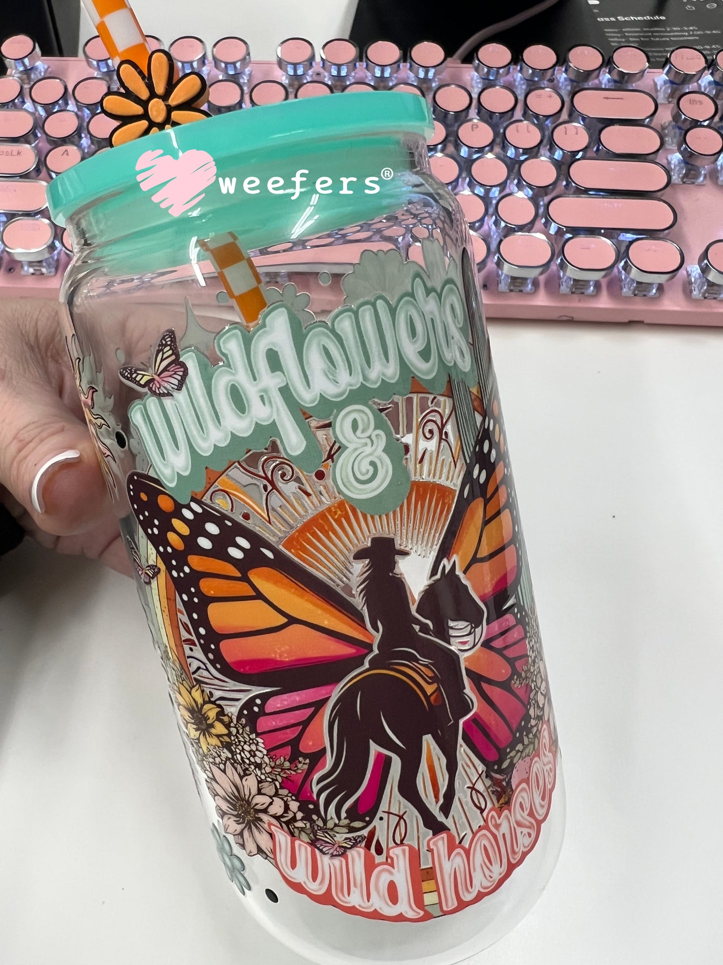 Wild Flowers and Wild Horses UV DTF Cup Wrap - Weefers Exclusive Weefers