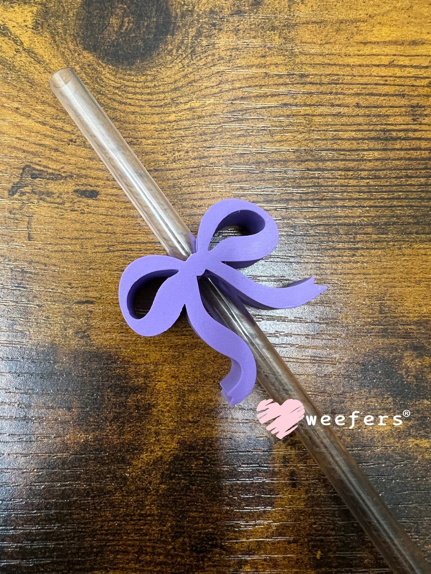 Dainty Bow Large Straw Toppers - fits 10mm Purple Bow - Large Weefers