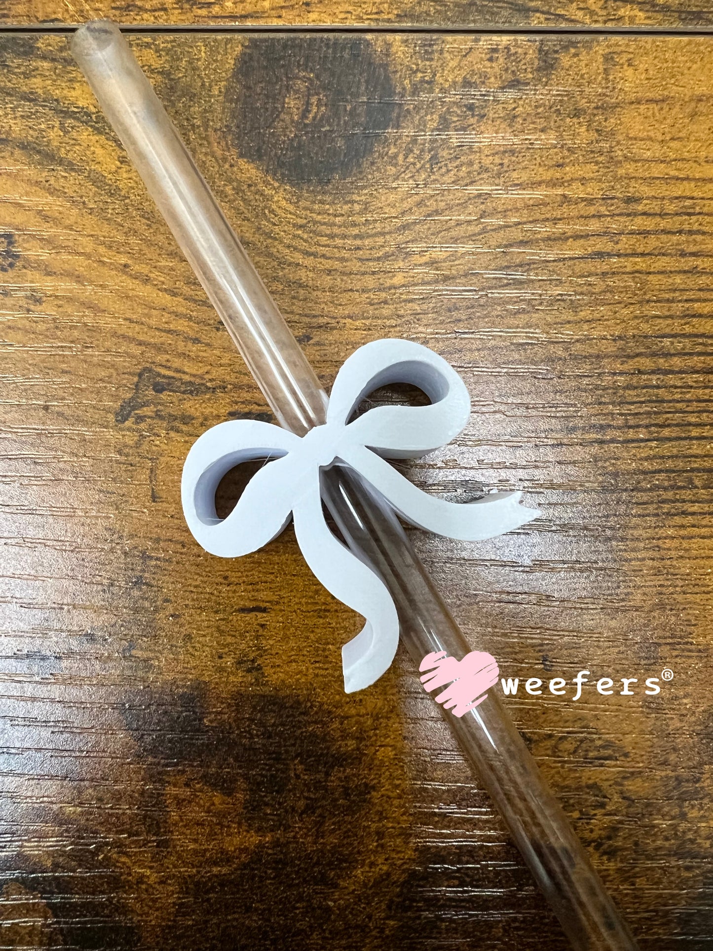 Dainty Bow Large Straw Toppers - fits 10mm White Bow - Large Weefers