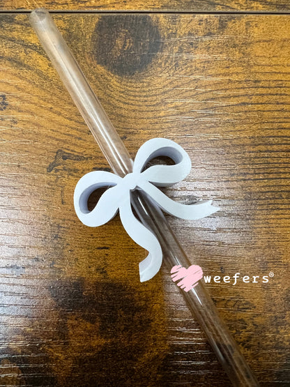 Dainty Bow Large Straw Toppers - fits 10mm White Bow - Large Weefers