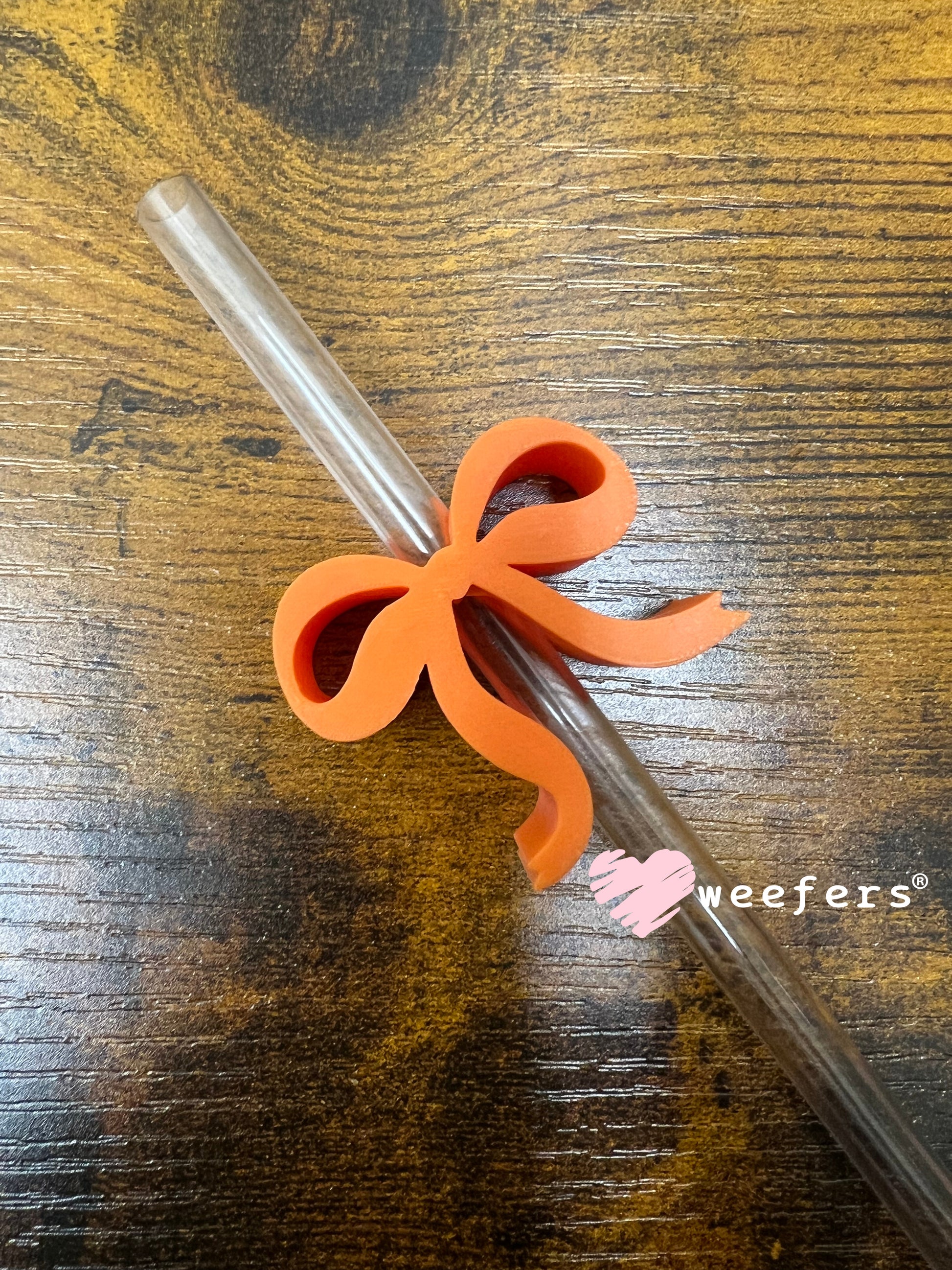 Dainty Bow Large Straw Toppers - fits 10mm Burnt Orange - Large Weefers