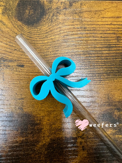 Dainty Bow Large Straw Toppers - fits 10mm Teal - Large Weefers