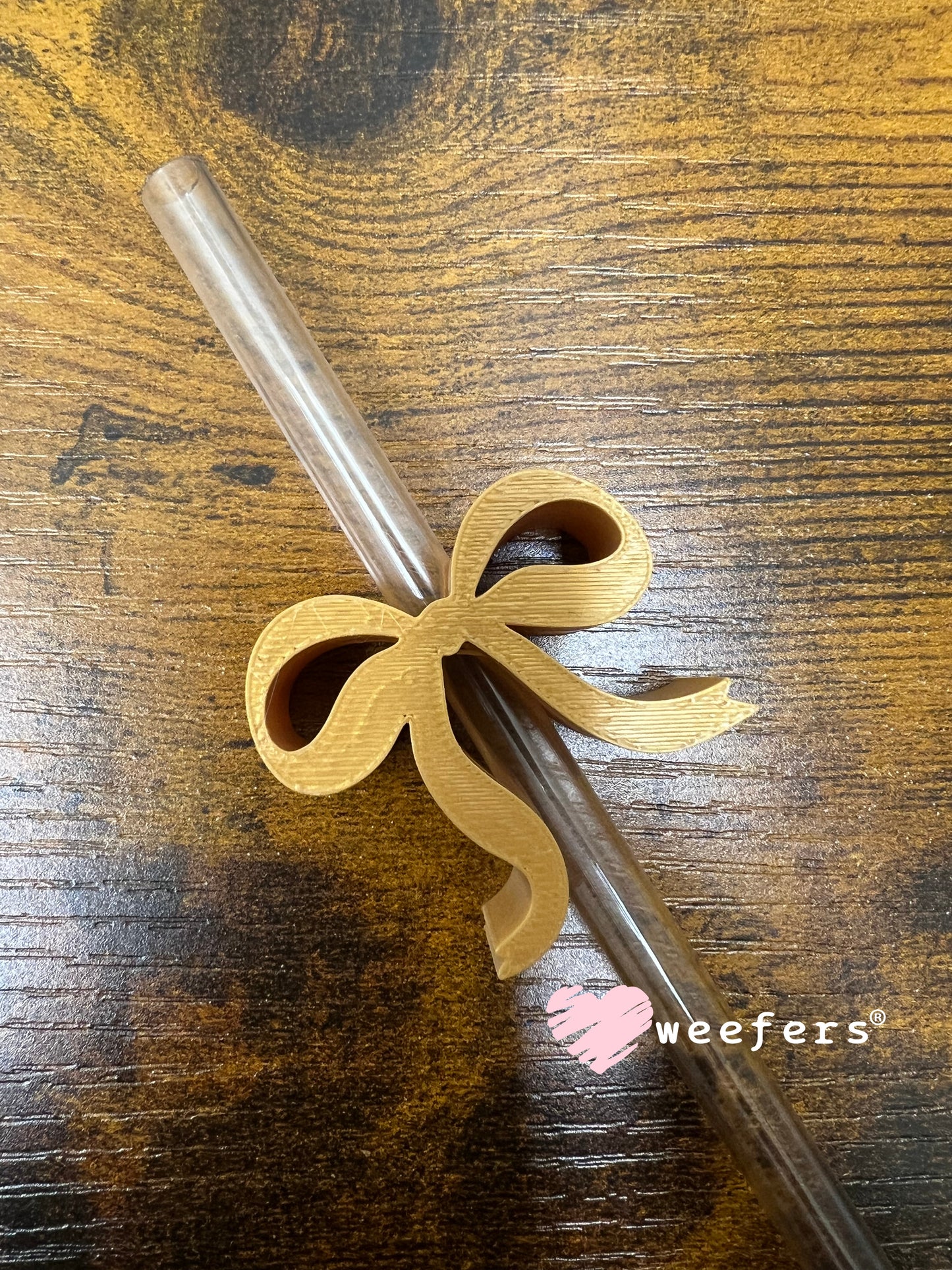 Dainty Bow Large Straw Toppers - fits 10mm Gold - Large Weefers