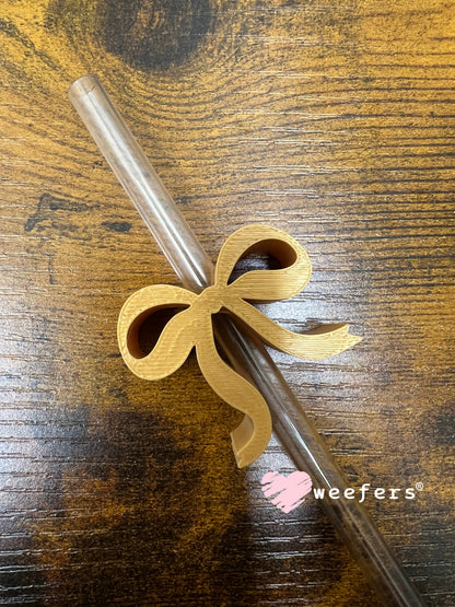 Dainty Bow Large Straw Toppers - fits 10mm Gold - Large Weefers