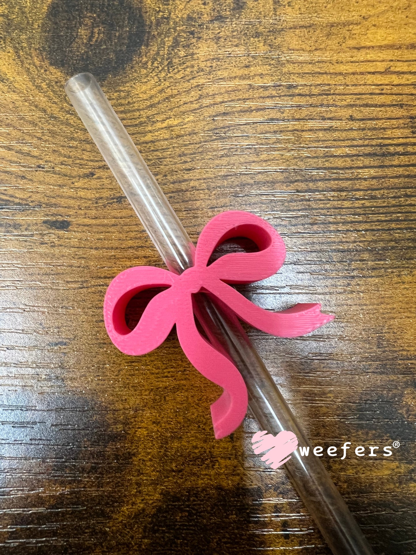 Dainty Bow Large Straw Toppers - fits 10mm Hot Pink Bow - Large Weefers