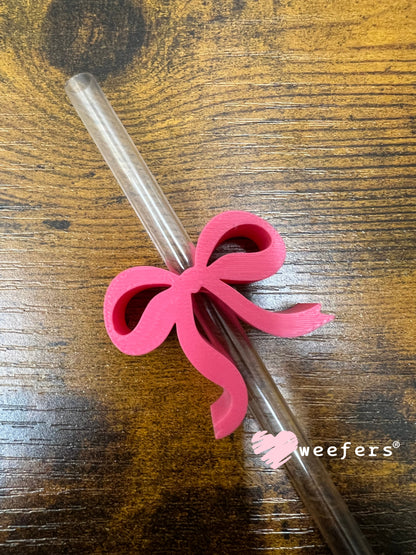 Dainty Bow Large Straw Toppers - fits 10mm Hot Pink Bow - Large Weefers