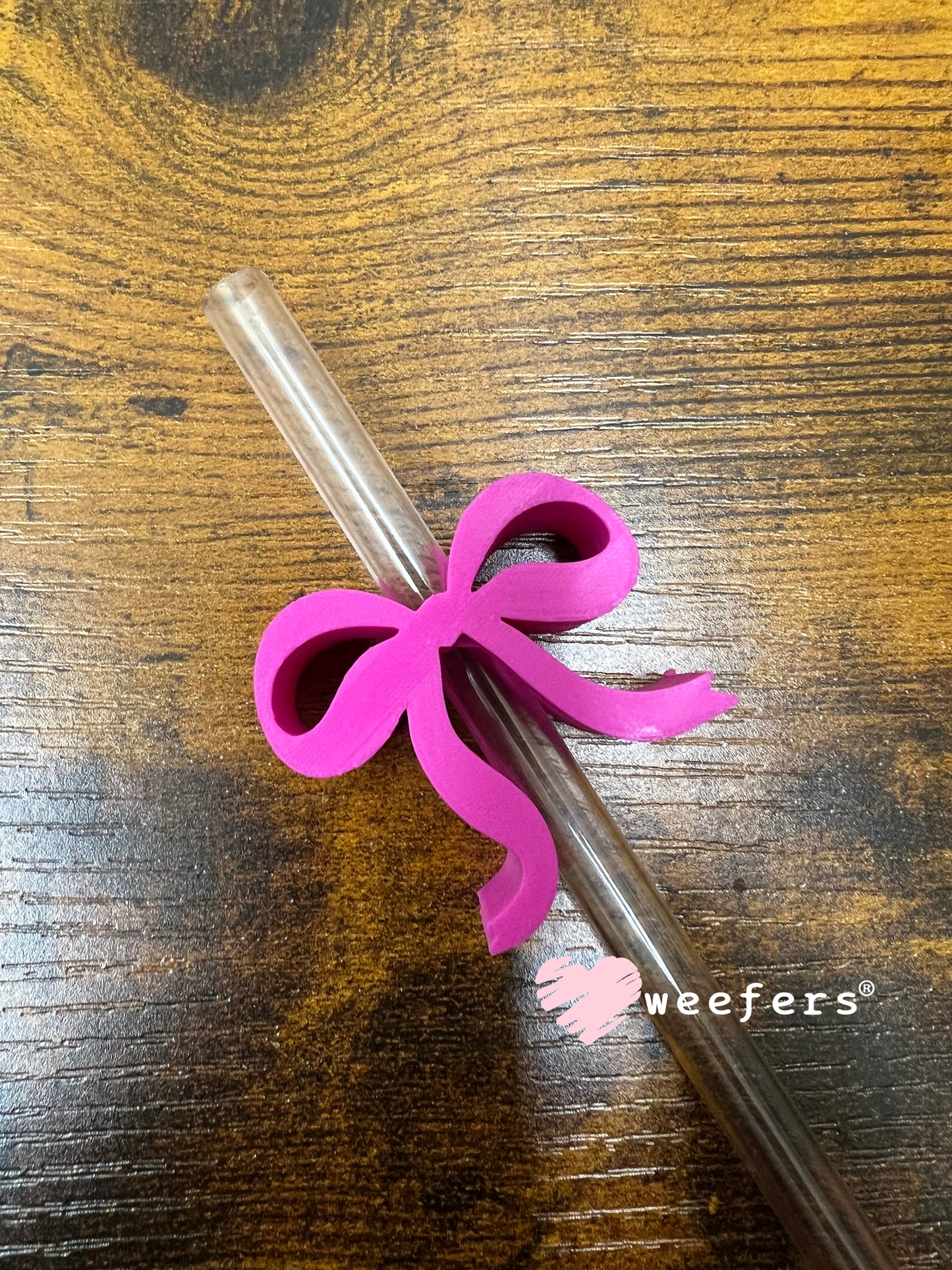 Dainty Bow Large Straw Toppers - fits 10mm Magenta - Large Weefers