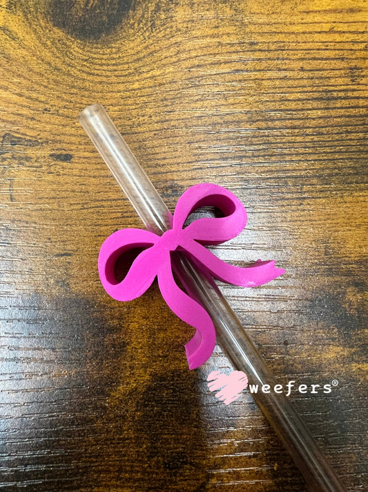 Dainty Bow Large Straw Toppers - fits 10mm Magenta - Large Weefers