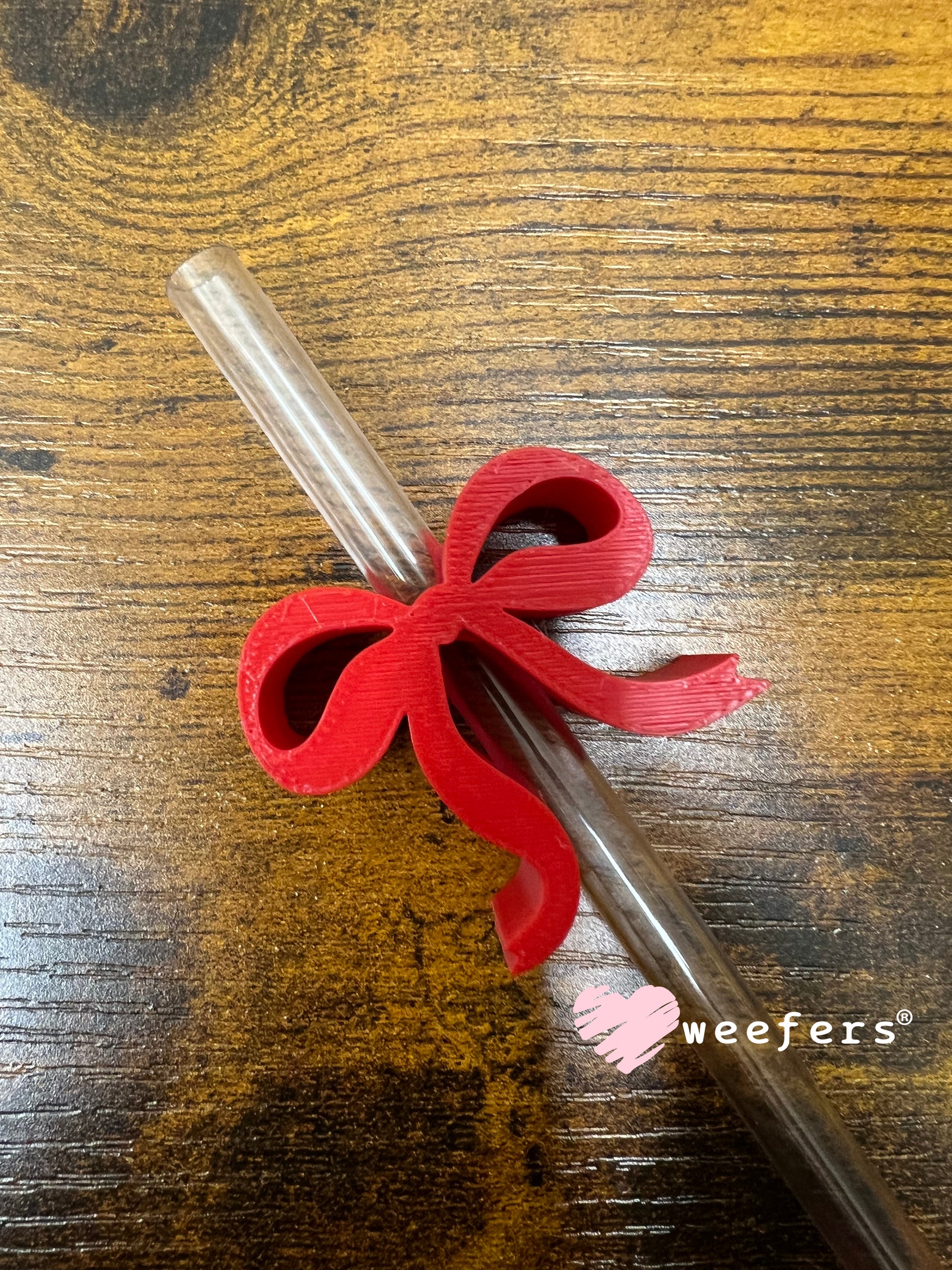 Dainty Bow Large Straw Toppers - fits 10mm Red Bow - Large Weefers