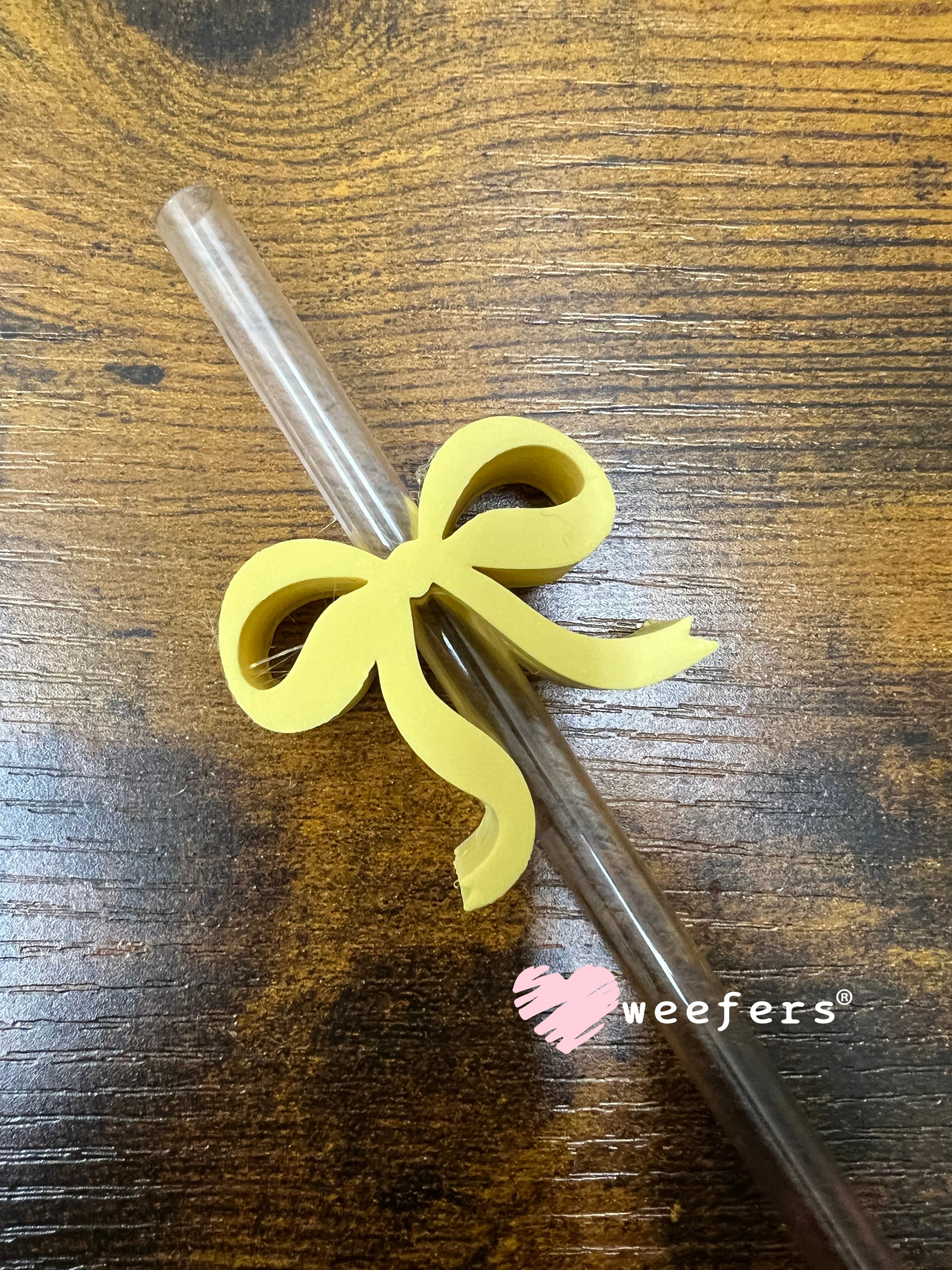 Dainty Bow Large Straw Toppers - fits 10mm Lemon Yellow - Large Weefers