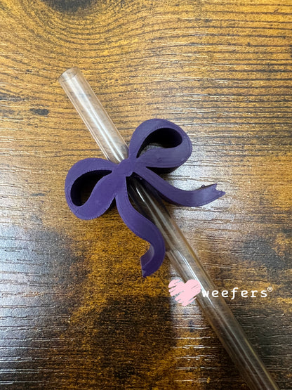 Dainty Bow Large Straw Toppers - fits 10mm Dark Purple - Large Weefers