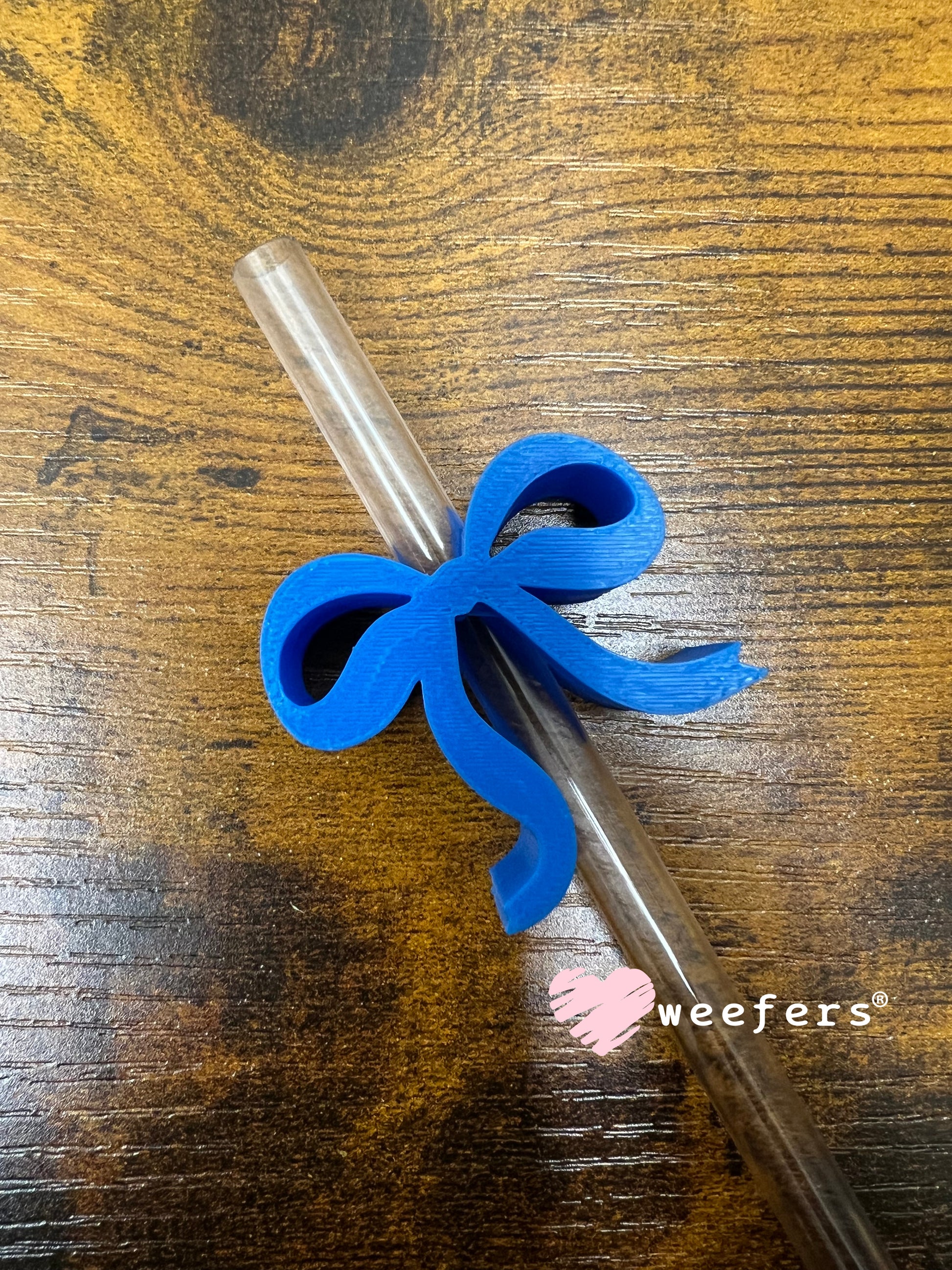 Dainty Bow Large Straw Toppers - fits 10mm Royal Blue - Large Weefers