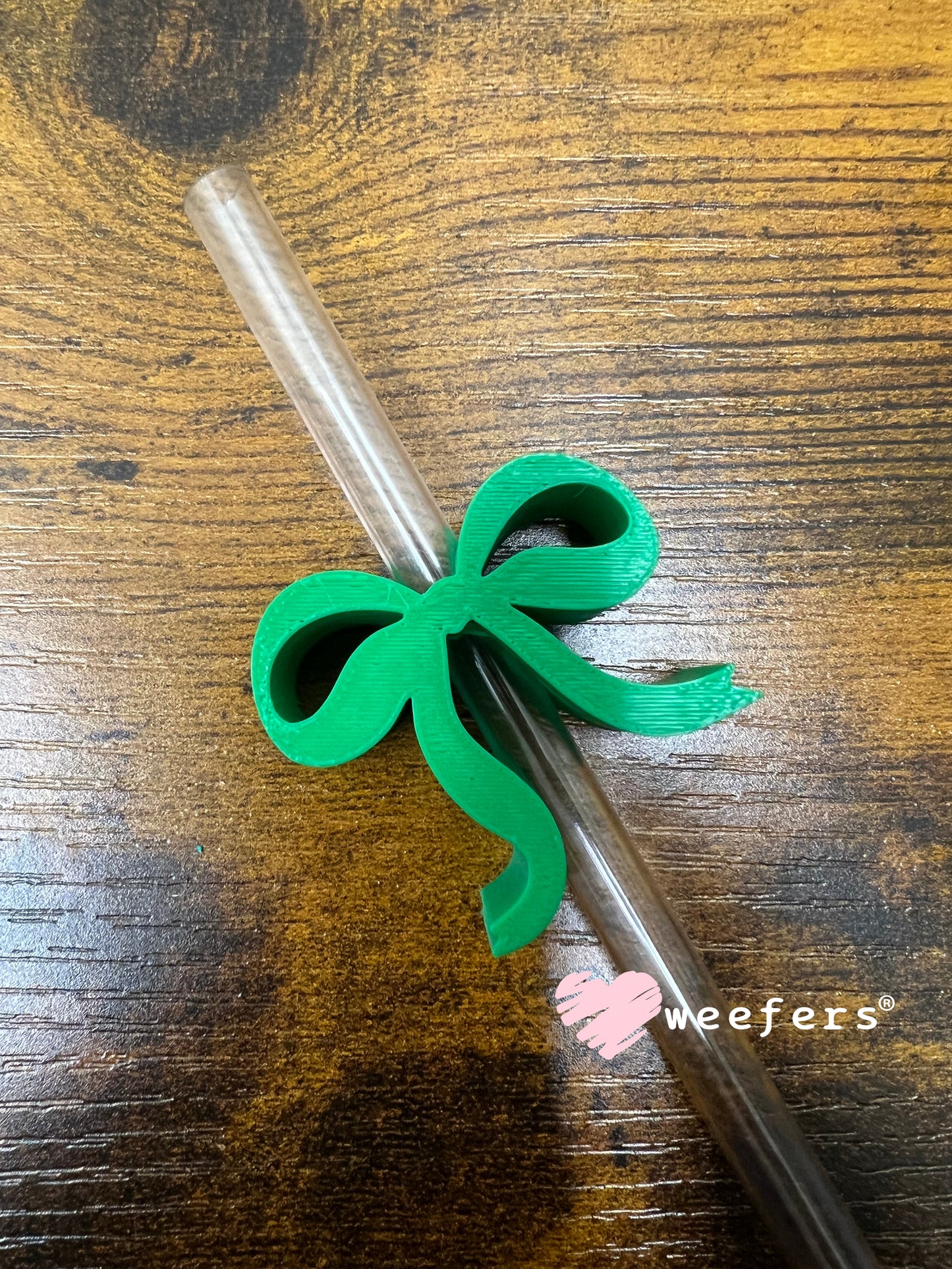 Dainty Bow Large Straw Toppers - fits 10mm Kelly Green - Large Weefers