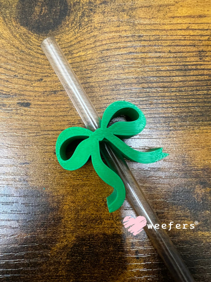 Dainty Bow Large Straw Toppers - fits 10mm Kelly Green - Large Weefers