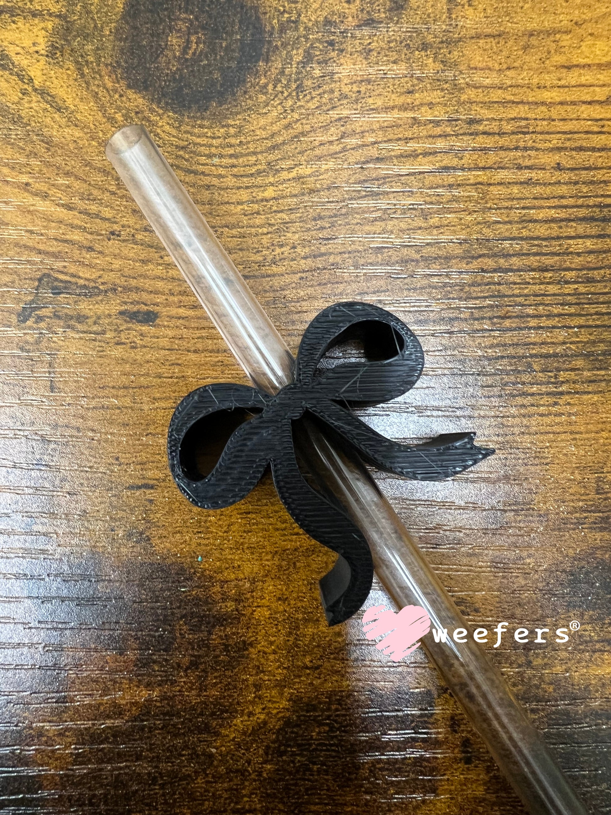 Dainty Bow Large Straw Toppers - fits 10mm Black Bow - Large Weefers