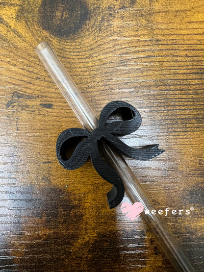 Dainty Bow Large Straw Toppers - fits 10mm Black Bow - Large Weefers