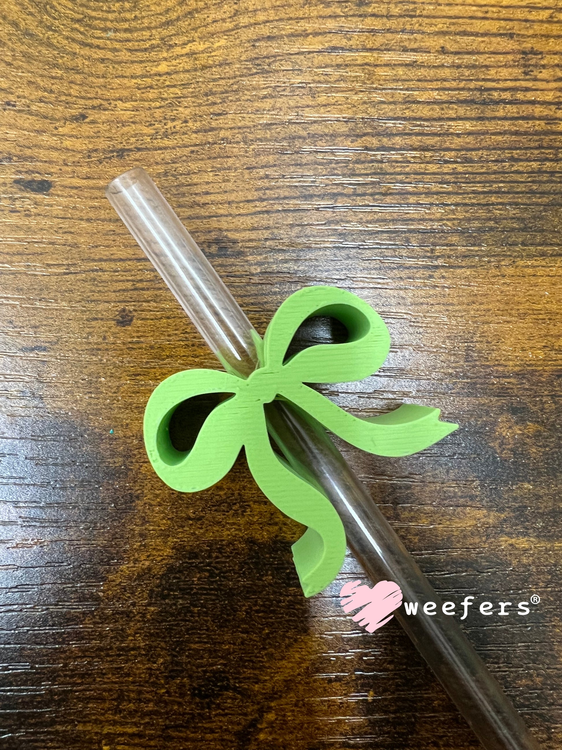 Dainty Bow Large Straw Toppers - fits 10mm Lime Green - Large Weefers
