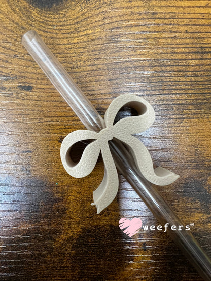 Dainty Bow Large Straw Toppers - fits 10mm Tan - Large Weefers