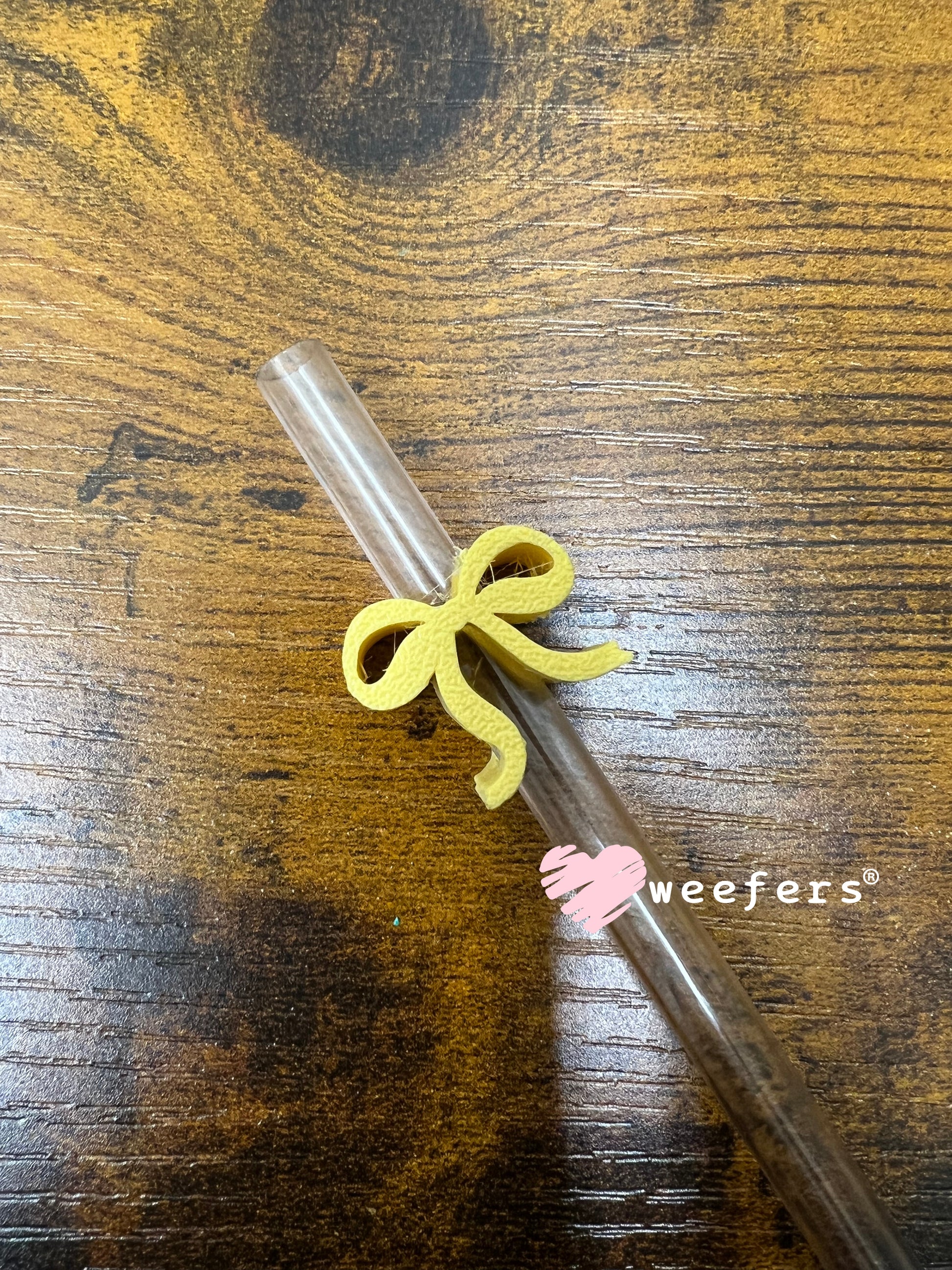 Itty Bitty Bow Straw Toppers - Pack of 5 Lemon Yellow - Pack of 5 Weefers