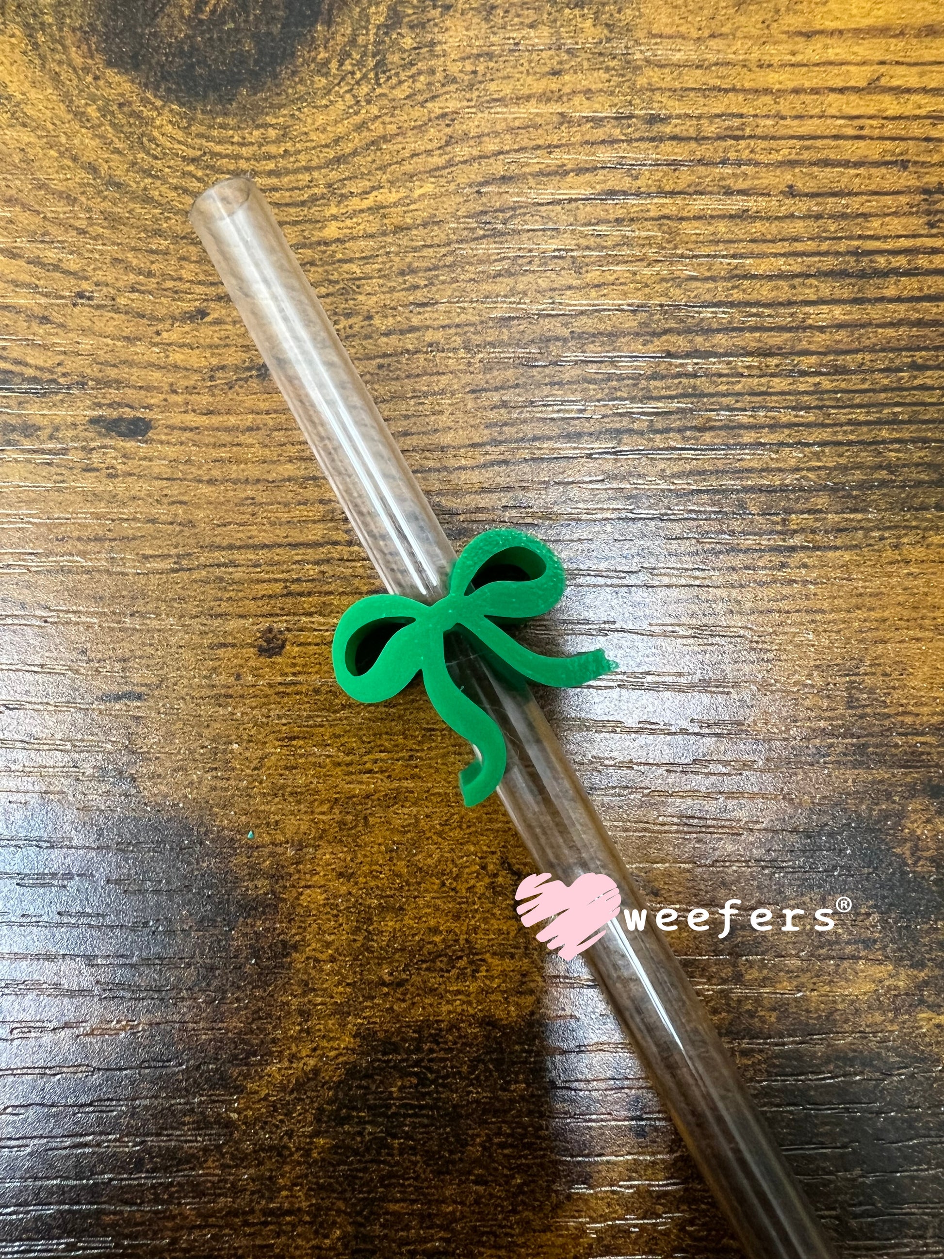 Itty Bitty Bow Straw Toppers - Pack of 5 Kelly Green - Pack of 5 Weefers