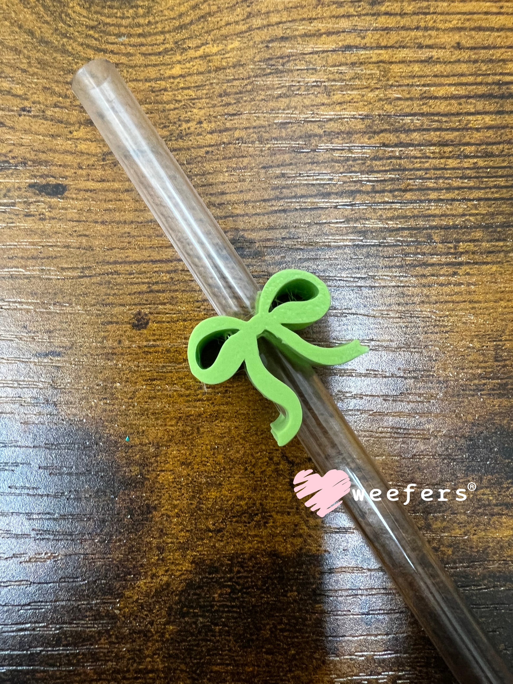 Itty Bitty Bow Straw Toppers - Pack of 5 Lime Green - Pack of 5 Weefers