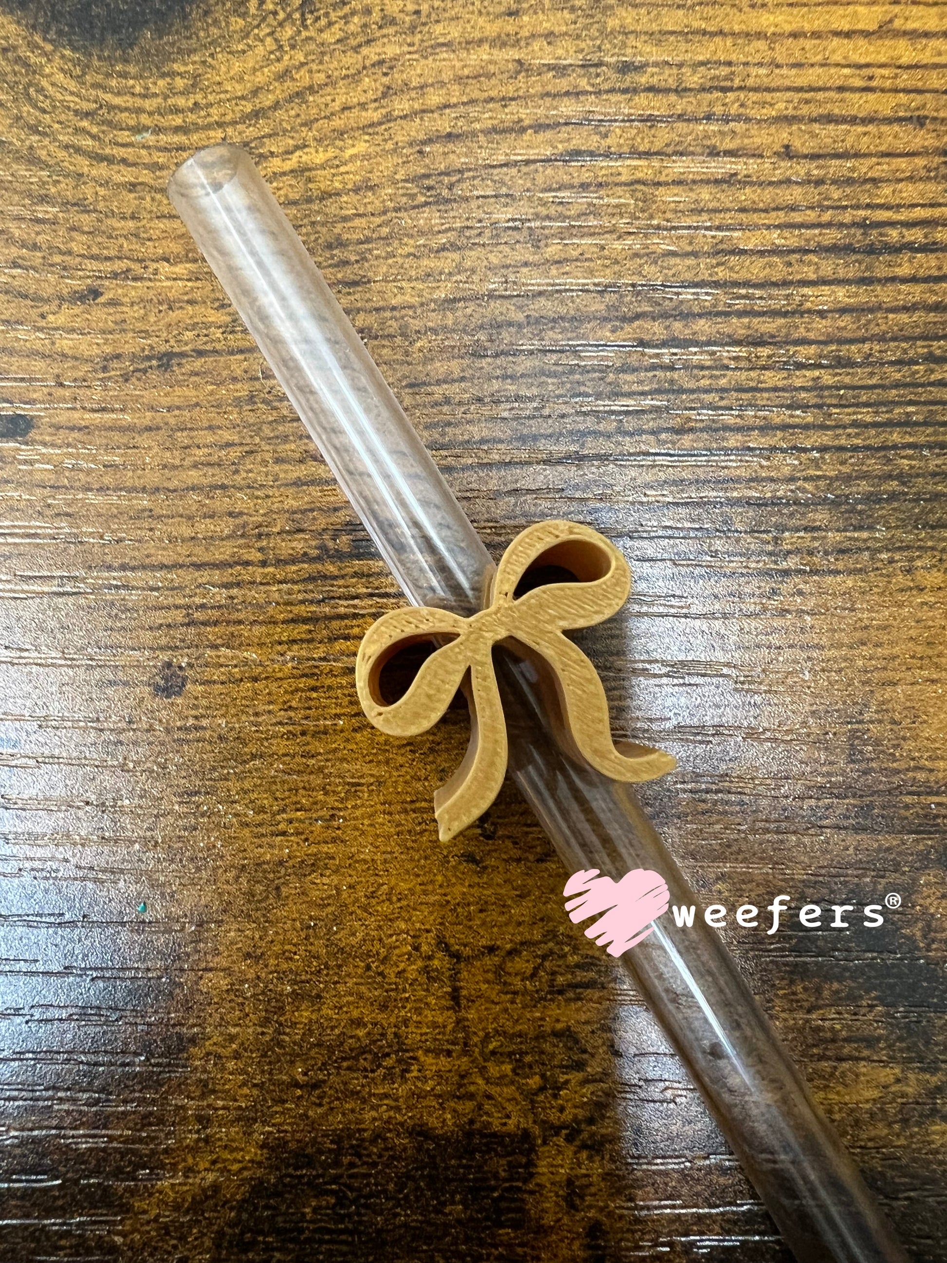 Itty Bitty Bow Straw Toppers - Pack of 5 Gold - Pack of 5 Weefers