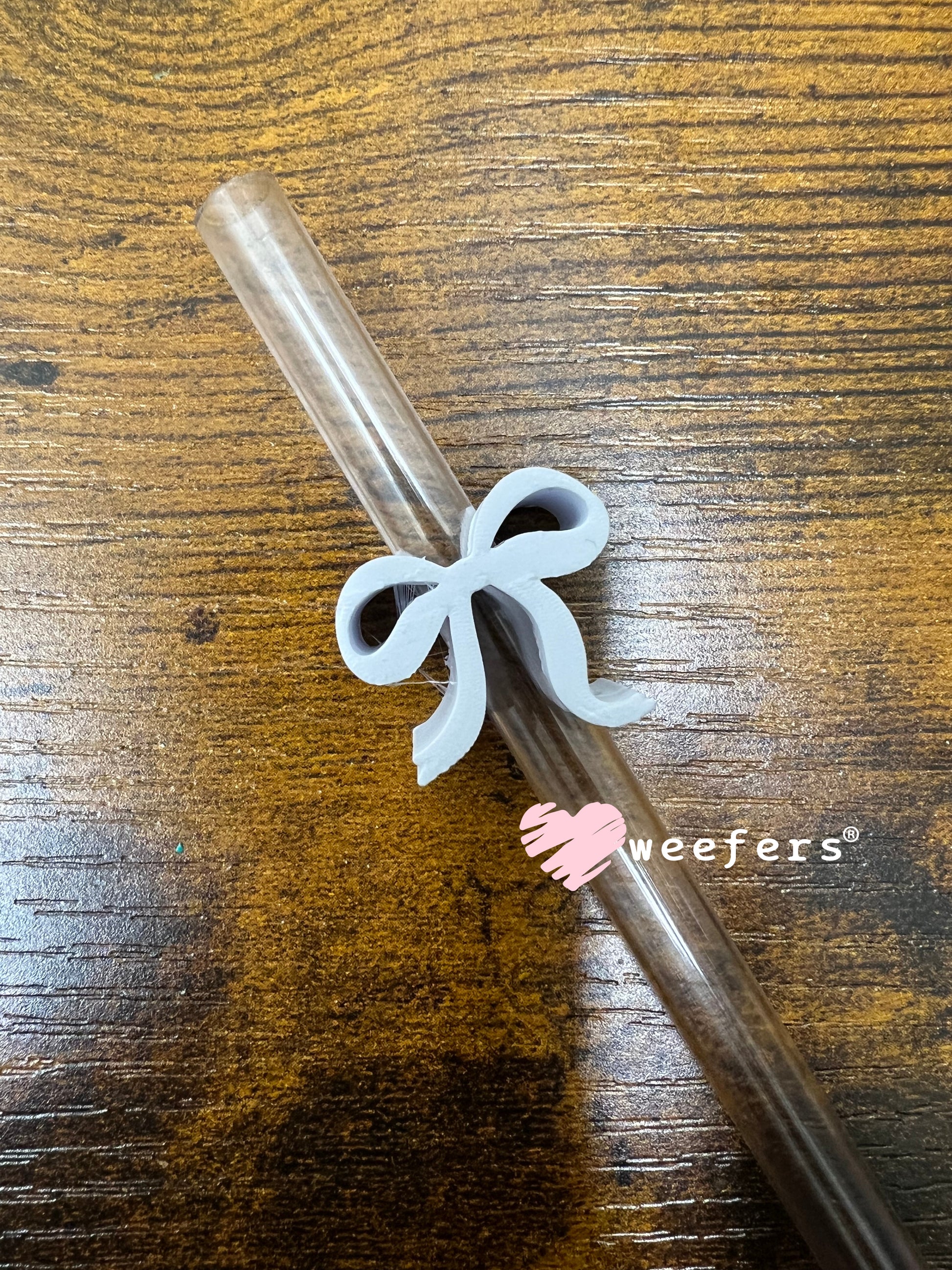 Itty Bitty Bow Straw Toppers - Pack of 5 White - Pack of 5 Weefers