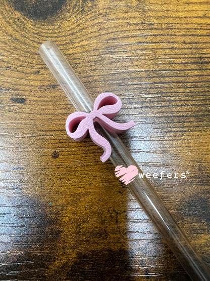 Itty Bitty Bow Straw Toppers - Pack of 5 Light Pink - Pack of 5 Weefers