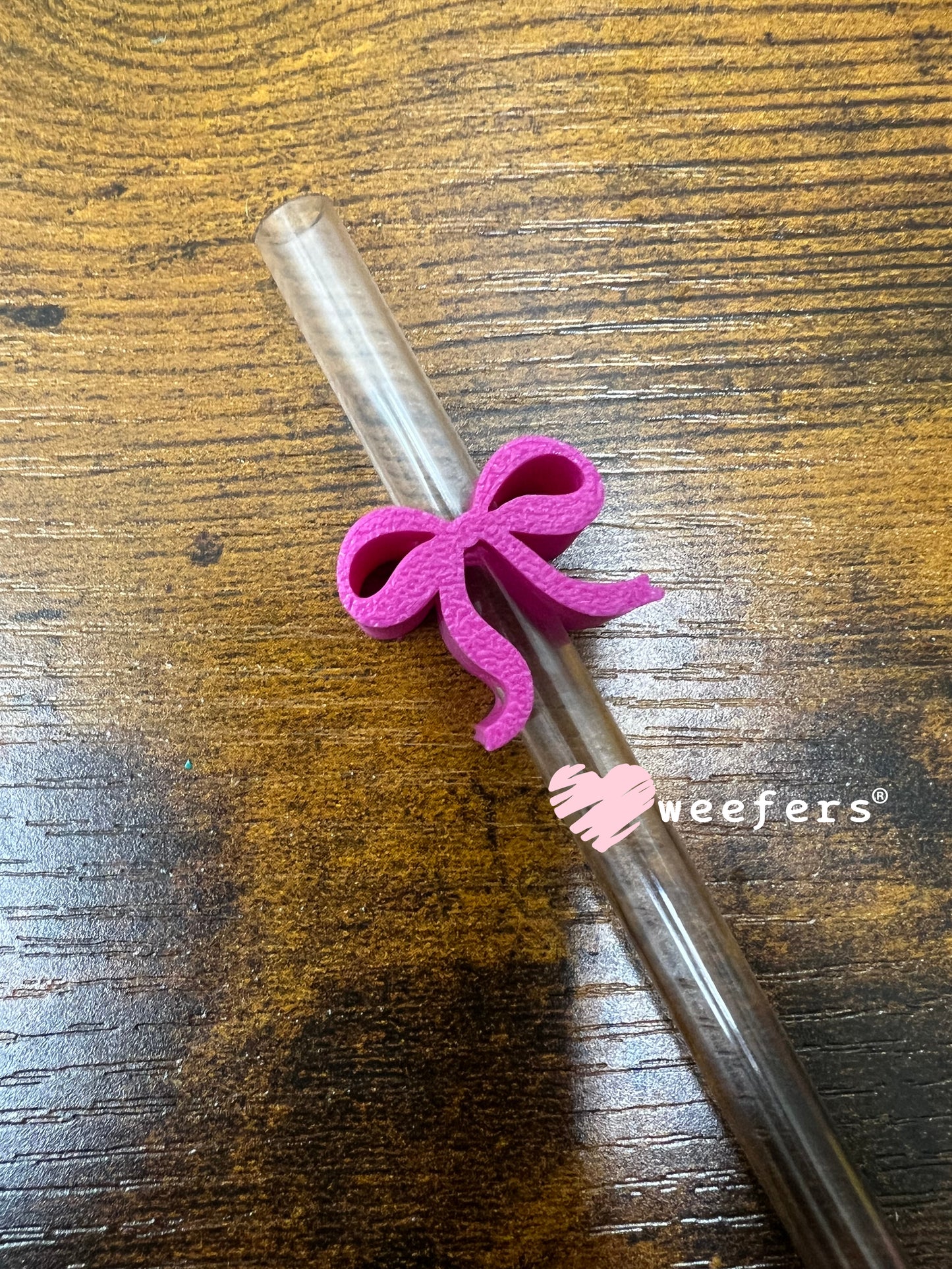Itty Bitty Bow Straw Toppers - Pack of 5 Magenta - Pack of 5 Weefers